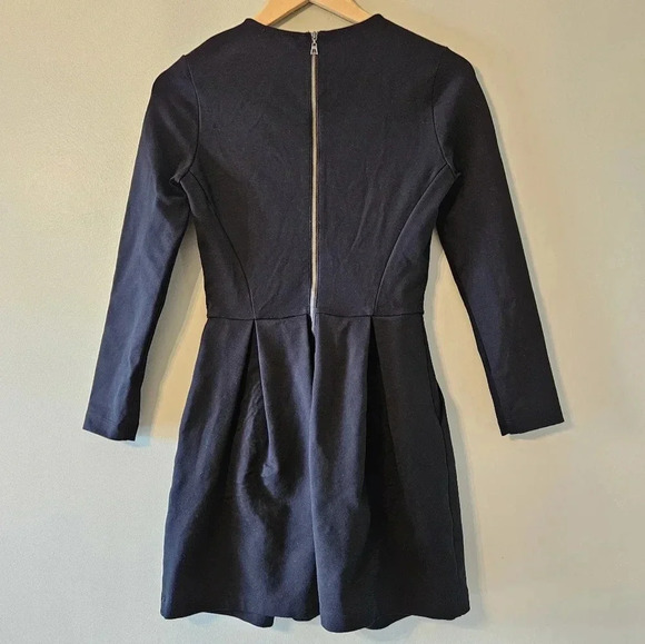 Aritzia Talula Tartine Pleated Fit and Flare Long Sleeve Black Mini Dress Size 4 - Picture 10 of 14